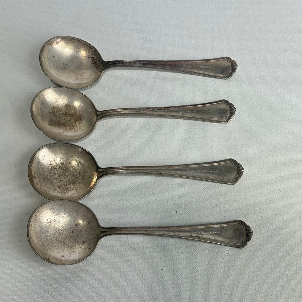 Vintage Board of Education Engraved Spoon Set Of 4 Spoons